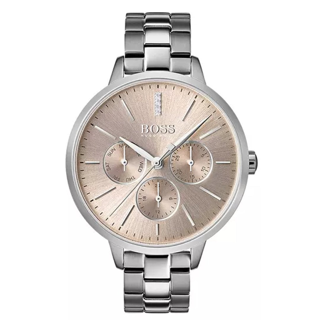 Hugo Boss Womens 1502421 Symphony Rose Gold Tone Stainless Steel Watch -korean beauty