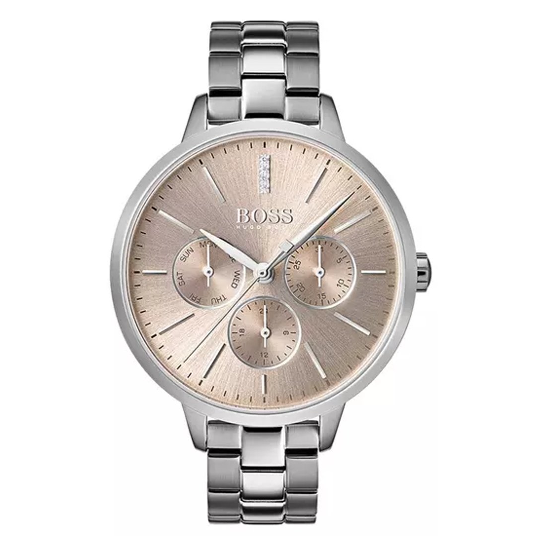 Hugo Boss Womens 1502421 Symphony Rose Gold Tone Stainless Steel Watch -korean beauty