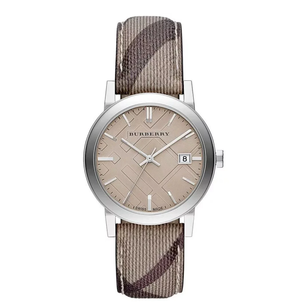 Burberry Ladies Watch Smoke Check Strap Bu9118 -korean beauty