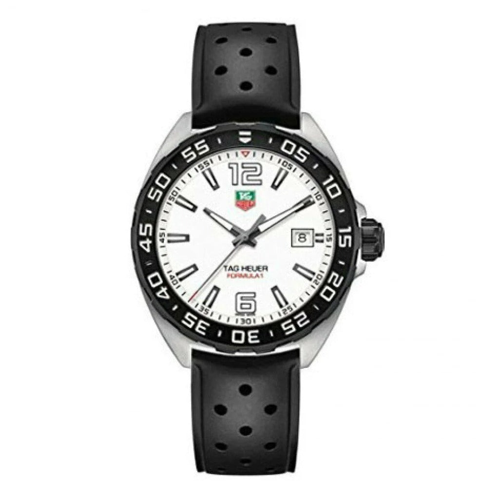 Tag Heuer Formula 1 Quartz White Dial Black Rubber Strap Watch For Men Waz1111 Ft8023 -korean beauty