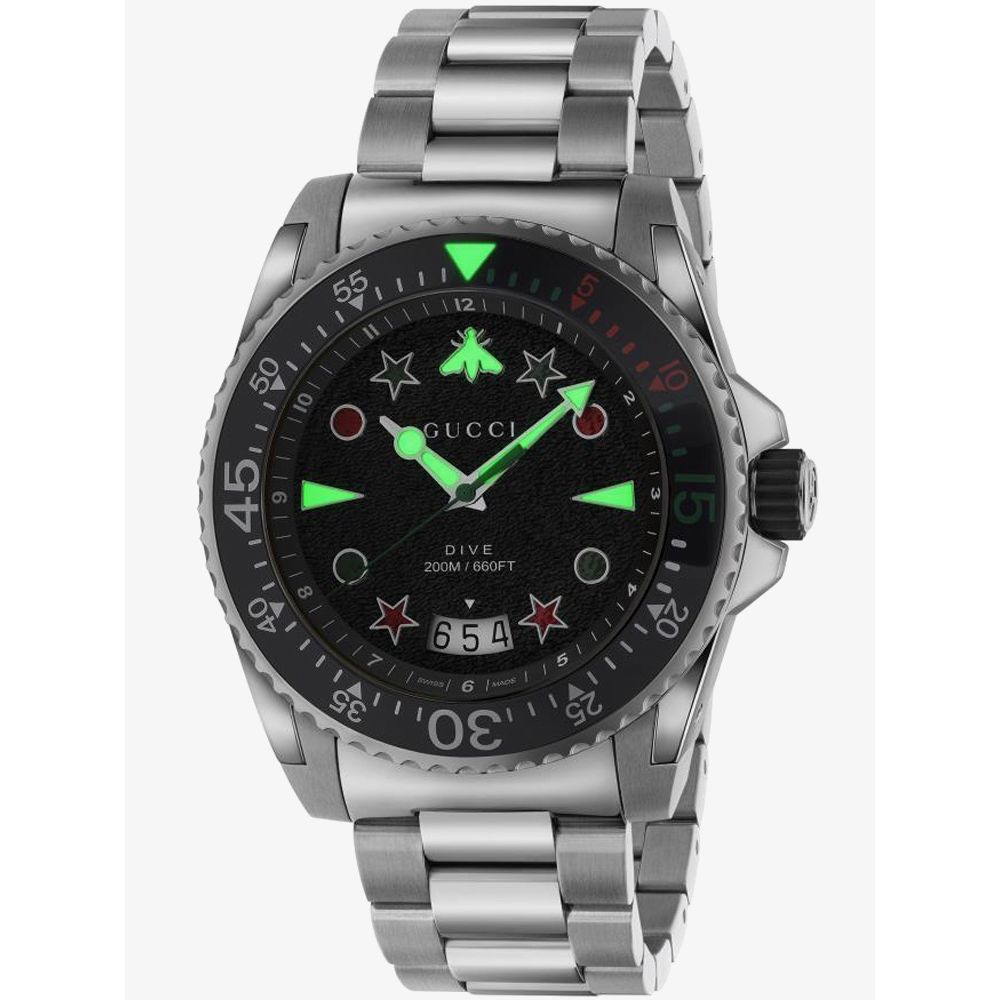 Gucci Mens Dive Steel Bracelet Watch Ya136221 -korean beauty